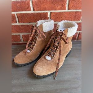 New Crown & Ivy June Shearling and Suede Hiking Boot